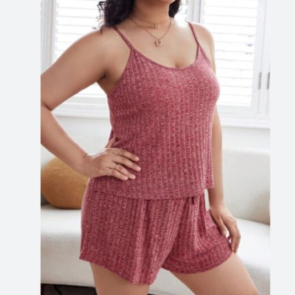 WOMEN - Ribbed Fabric Pijama Set Tank Top and Shorts | S